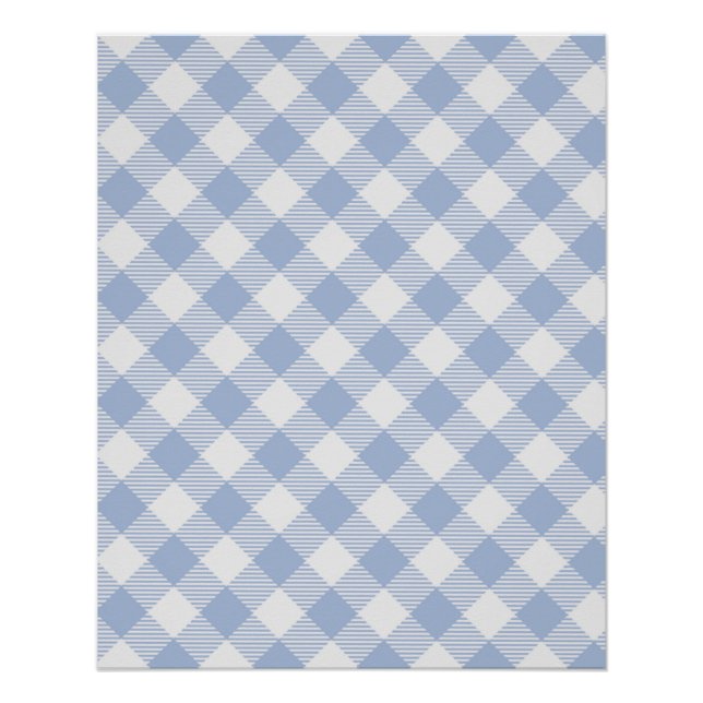 Póster Patrón clásico de Gingham azul comprobado (Anverso)