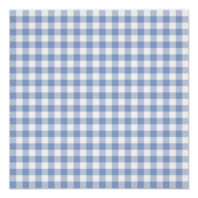 Póster Patrón clásico de Gingham azul comprobado (Anverso)
