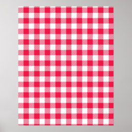 Póster Patrón Clásico de País de Cuadros Rojos
