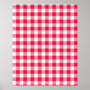 Póster Patrón Clásico de País de Cuadros Rojos