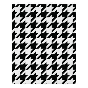 Póster Patrón Clásico de Pata de Gallo: Negro y Blanco Vi