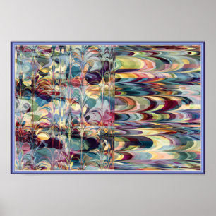 Póster Patrón Colorido de Ebru Fractal