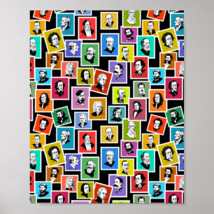 Póster Patrón con retratos de los mejores compositores