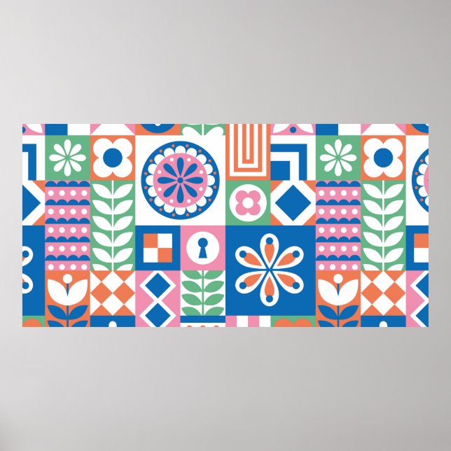 Póster patrón continuo con calabazas, dibujado a mano en  (Frente)