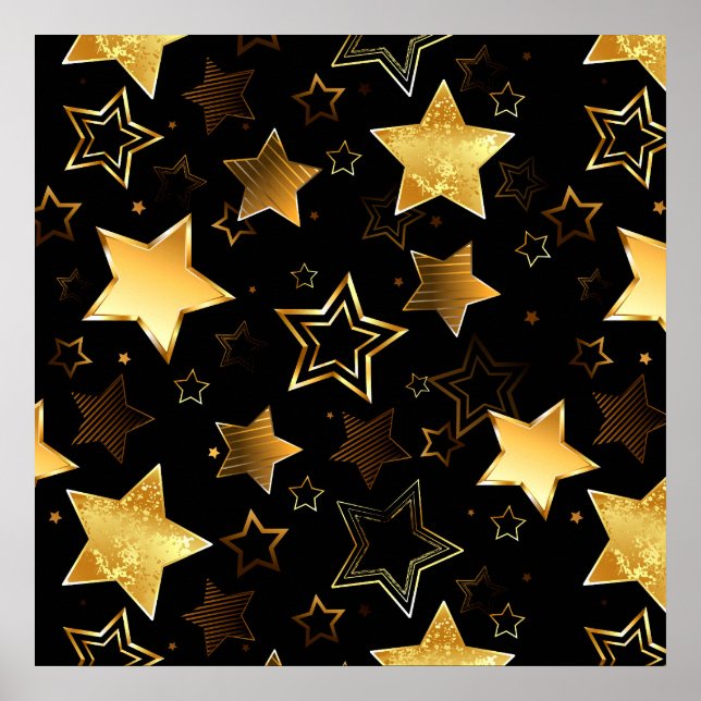 Póster Patrón continuo con estrellas doradas (Frente)