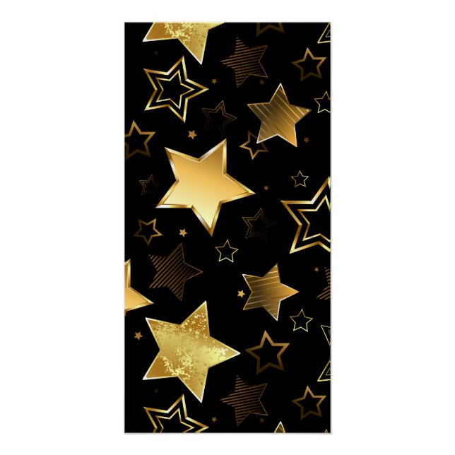 Póster Patrón continuo con estrellas doradas (Anverso)