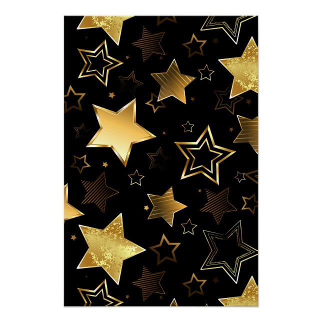 Póster Patrón continuo con estrellas doradas (Anverso)