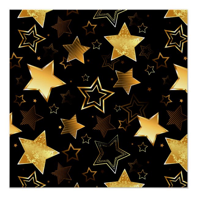 Póster Patrón continuo con estrellas doradas (Anverso)