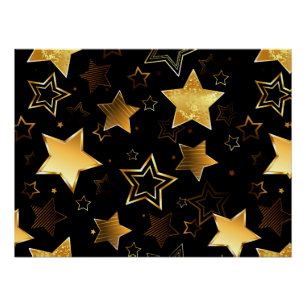 Póster Patrón continuo con estrellas doradas