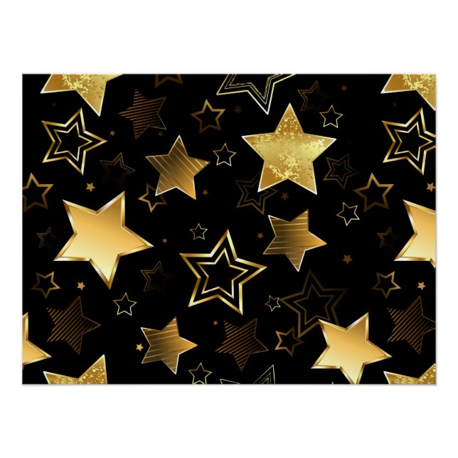 Póster Patrón continuo con estrellas doradas (Anverso)