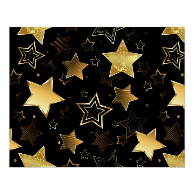 Póster Patrón continuo con estrellas doradas (Anverso)
