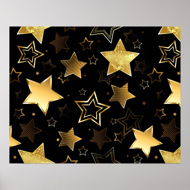 Póster Patrón continuo con estrellas doradas (Frente)