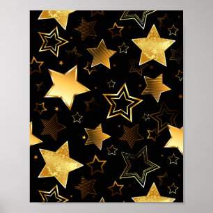 Póster Patrón continuo con estrellas doradas
