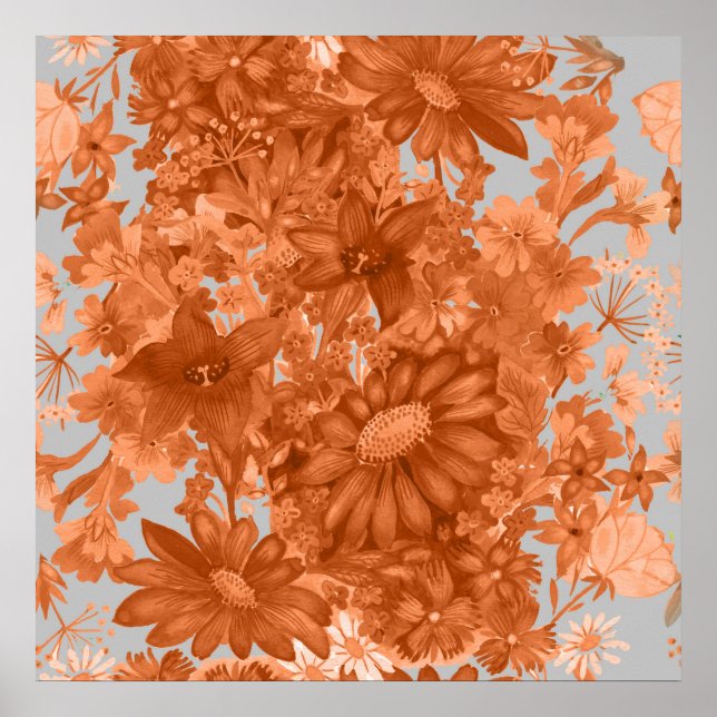 Póster Patrón continuo con flores (Frente)