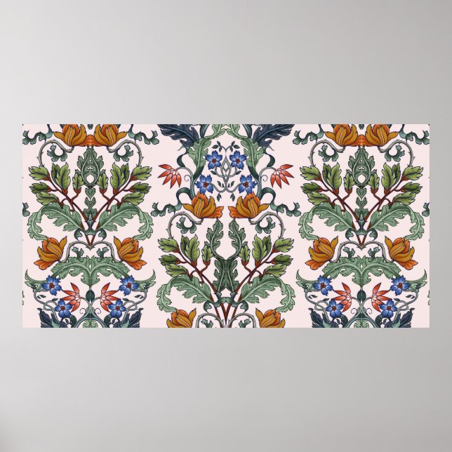 Póster Patrón continuo con flores en estilo art déco. M (Frente)