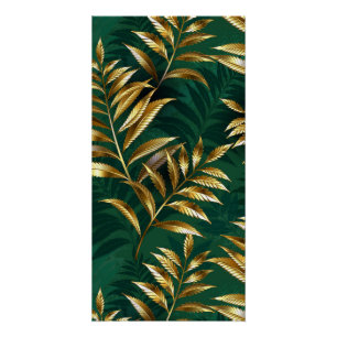 Póster Patrón continuo con helechos dorados