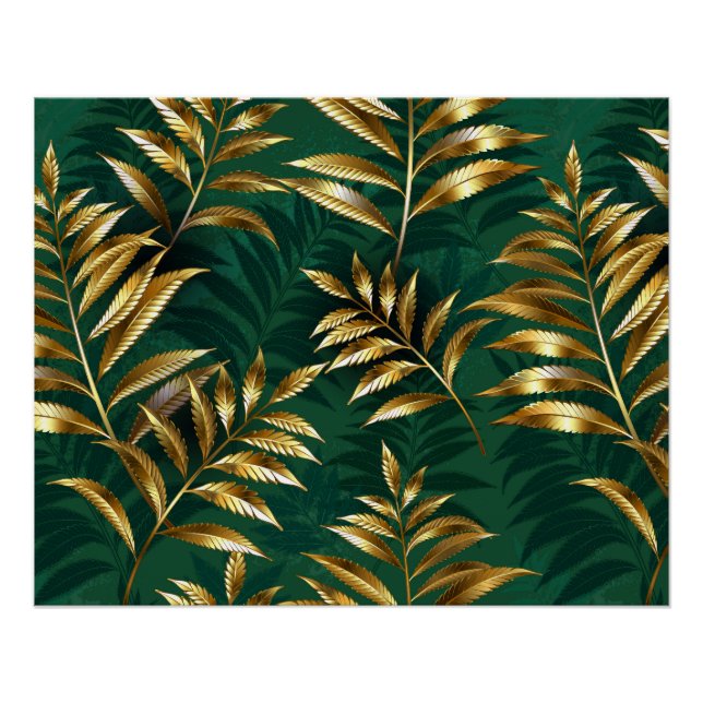 Póster Patrón continuo con helechos dorados (Anverso)