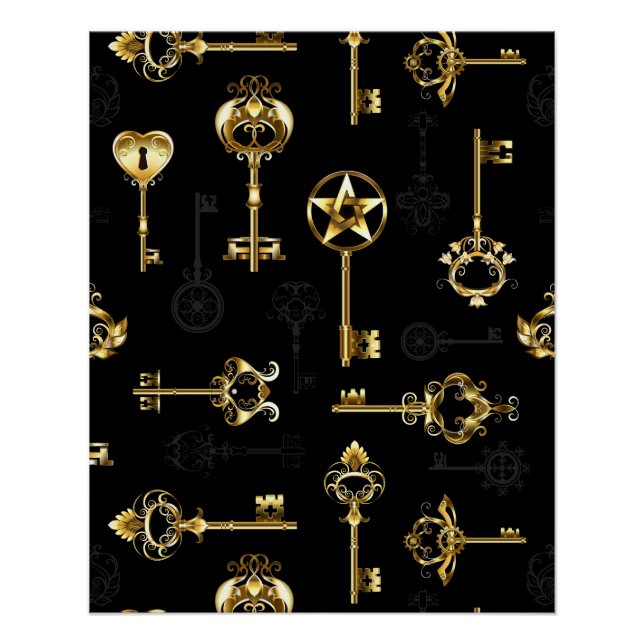 Póster Patrón continuo con llaves doradas (Anverso)