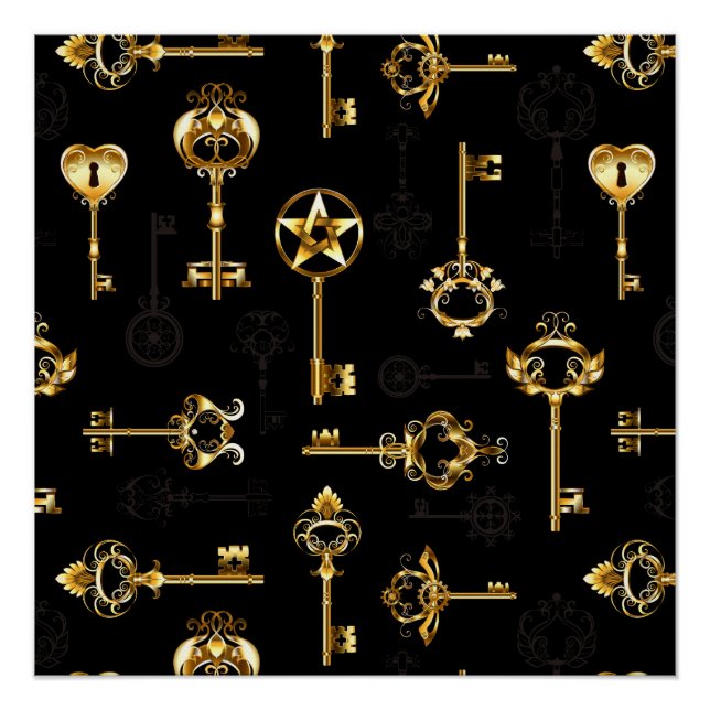 Póster Patrón continuo con llaves doradas (Anverso)