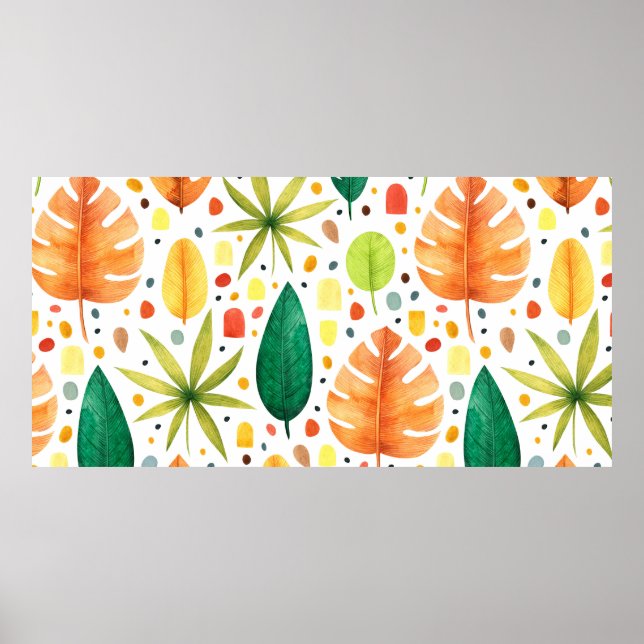 Póster Patrón continuo con plantas tropicales decorativas (Frente)