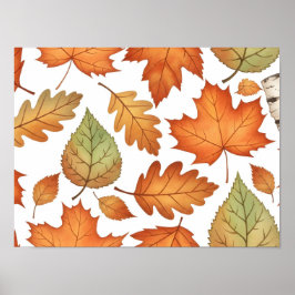 Póster Patrón continuo de hoja de otoño