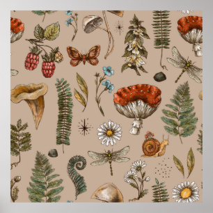Póster Patrón continuo de naturaleza de bosque antiguo. A