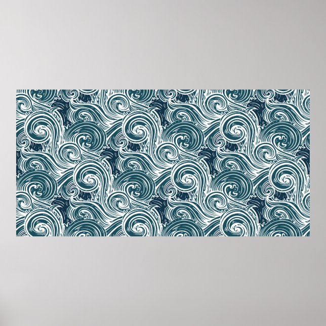 Póster Patrón continuo de olas del mar (Frente)