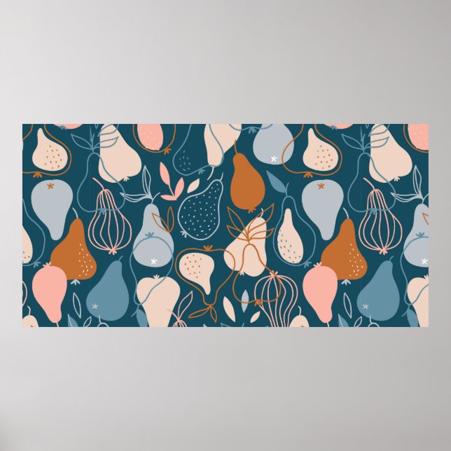 Póster Patrón continuo de pera con estilo en estilo escan (Frente)