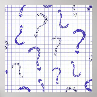 Póster Patrón continuo de signo de interrogación azul