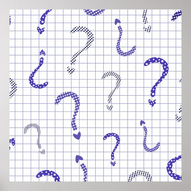 Póster Patrón continuo de signo de interrogación azul (Frente)