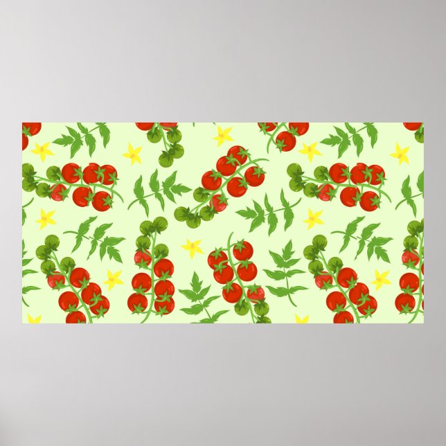 Póster Patrón continuo de tomate. Estampado vegetal. Vint (Frente)