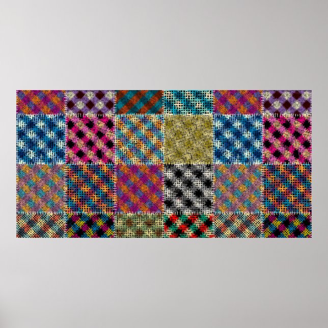 Póster Patrón continuo. Imitación de un patrón de patchwo (Frente)