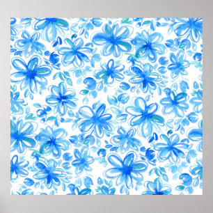 Póster Patrón curtido de color floral de chintz