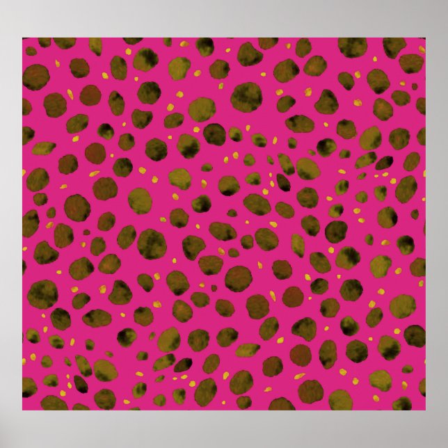 Póster Patrón de acuarela con piel abstracta de chita. (Frente)