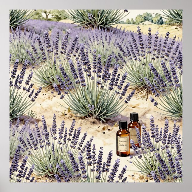 Póster Patrón de acuarela de agua de aceite esencial de c (Frente)