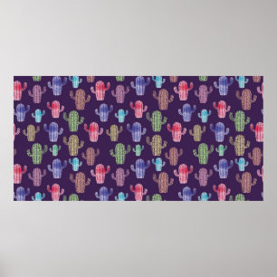 Póster Patrón de acuarela de cactus de moda 