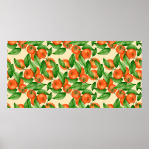 Póster Patrón de acuarela de mandarina