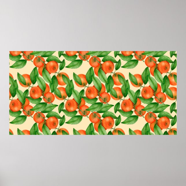 Póster Patrón de acuarela de mandarina (Frente)