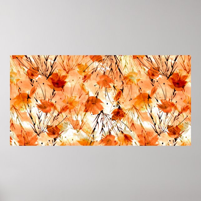 Póster Patrón de acuarela inmaculado de las plantas, Su (Frente)