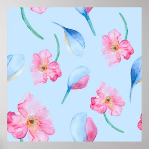 Póster Patrón de acuarela sin costura dibujado a mano con