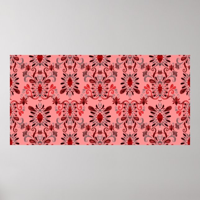 Póster Patrón de acuarela sin fisuras con ikat. Ojo de ti (Frente)