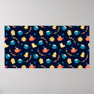 Póster Patrón de acuarela sin fisuras con moldes de goma 