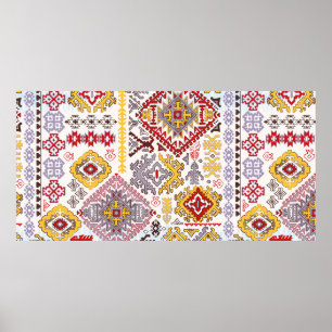 Póster Patrón de adorno paisley de alfombras indias. Mand