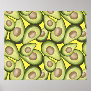 Póster Patrón de aguacate vegano recién cortado