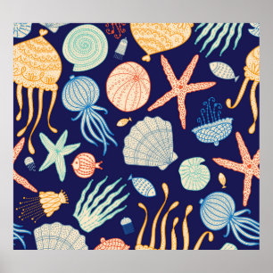 Póster Patrón de algas de peces