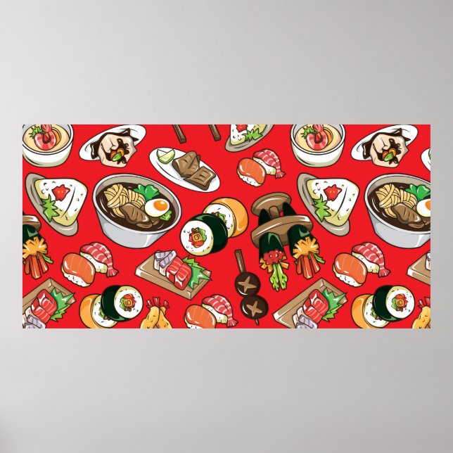 Póster patrón de alimentos japonés sin fisuras (Frente)