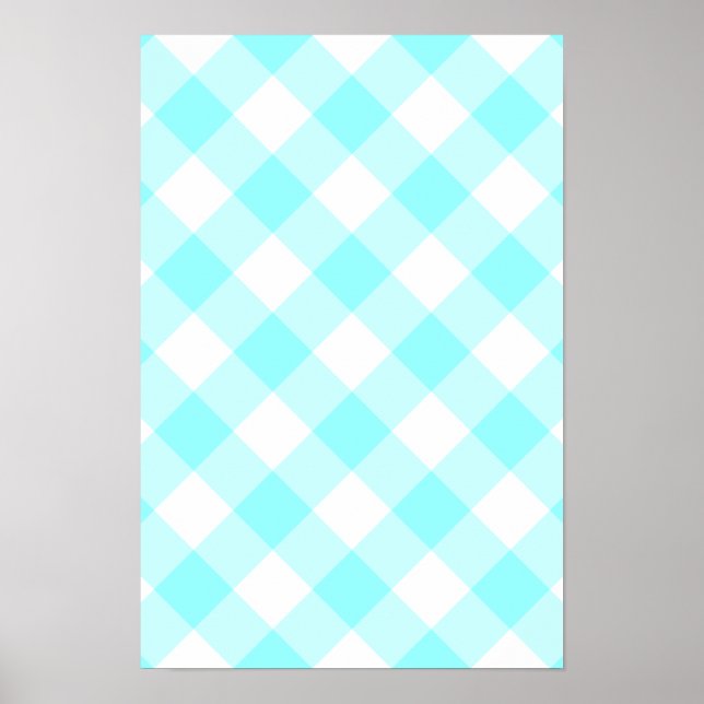 Póster Patrón de Aqua Gingham (Frente)