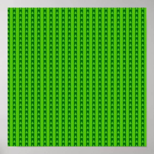 Póster Patrón de árbol de Navidad con rayas verdes (Frente)