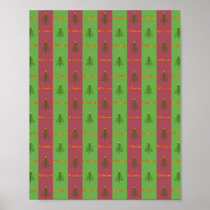Póster Patrón de árbol de Navidad del viejo mundo Evergre