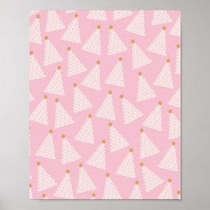 Póster Patrón de árbol de Navidad rosa